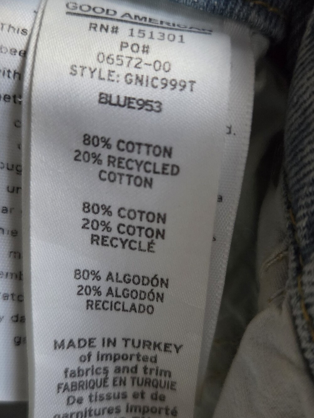 Good American Straight Leg Jeans 10/30 Light Wash Distressed High Rise - Picture 9 of 9